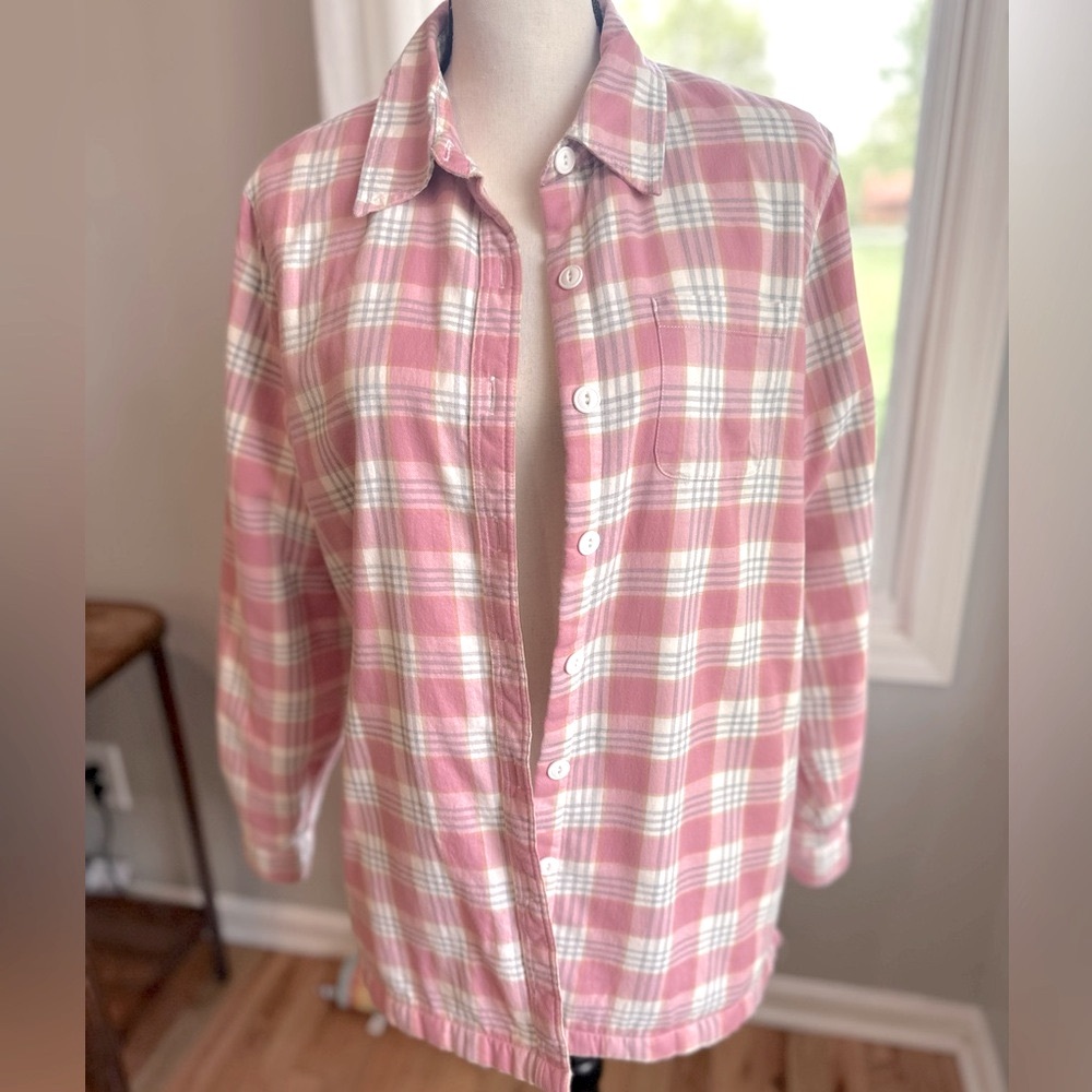 L.L. Bean Plaid Button Down Fleece Lined Shirt Jacket Medium Regular